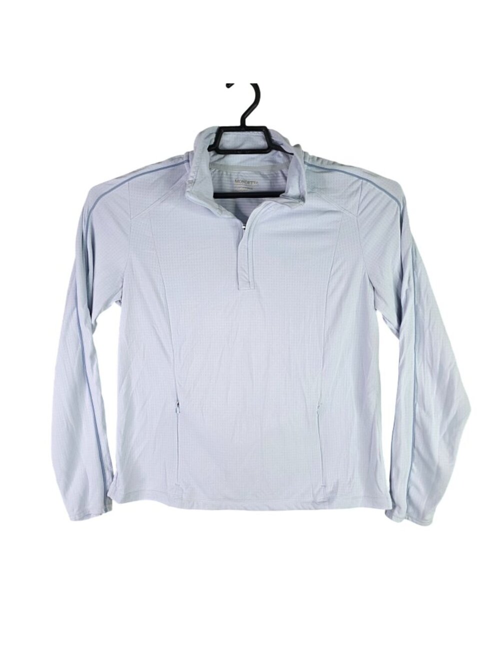 Womens Mondetta Light Blue Long Sleeve 1/4 Zip Pullover Top Polyester Size L